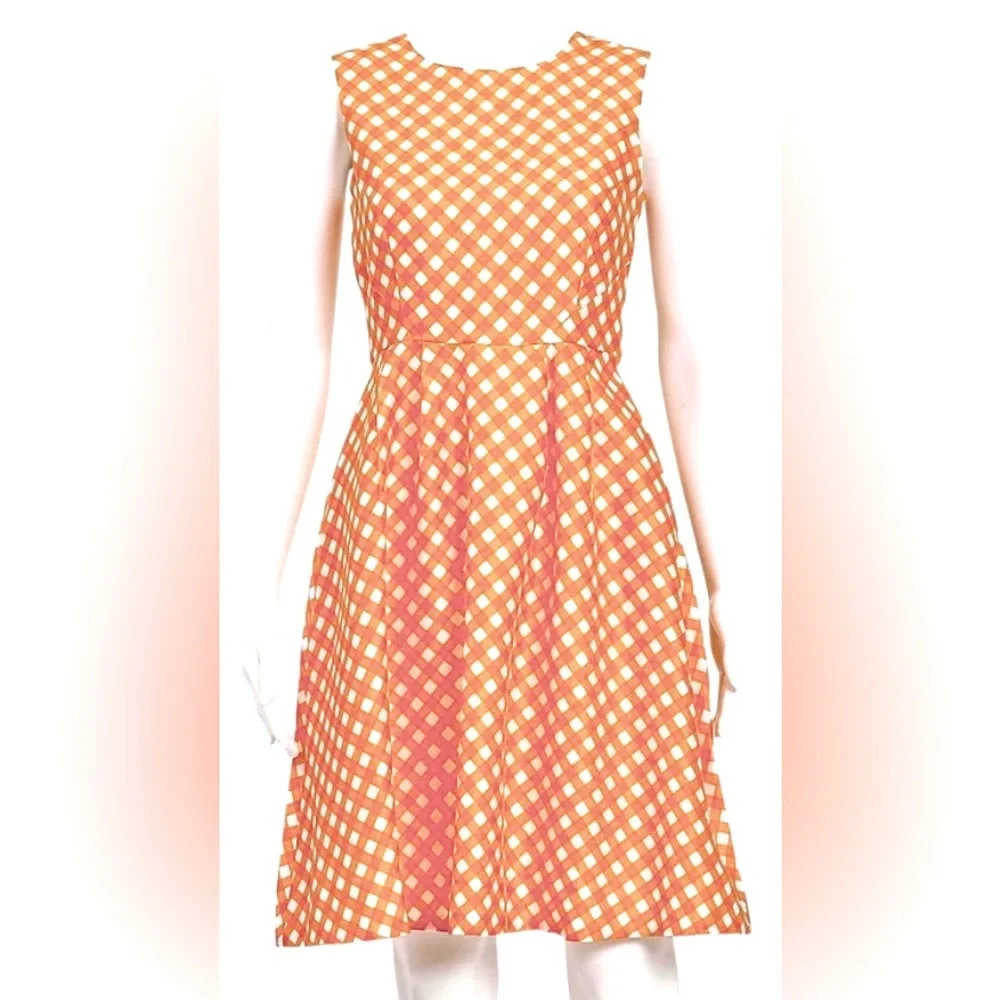 NWT Kate Spade Sleeveless Talulah Orange Gingham A-line Dress